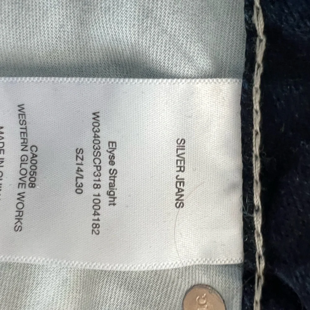 Silver Jeans Women's Straight Leg Dark Blue Distressed Jeans